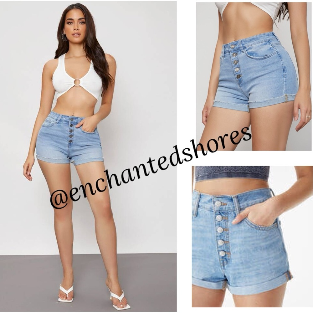 Vintage Y2K Jean Shorts Aero Mom Jeans Button Fly Cuffed Hem Retro Denim Size 10